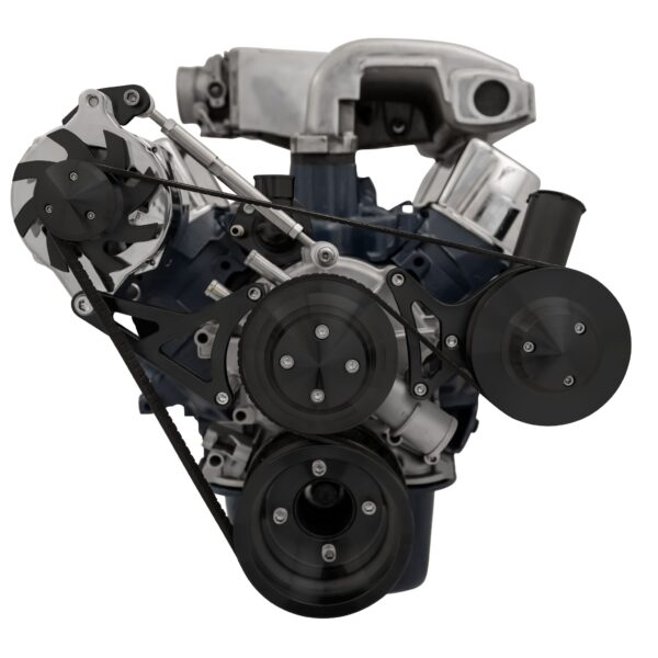 Small Block Ford High Flow Serpentine Conversion Deluxe - 302 - PS & ALT - Black