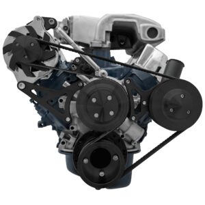 Small Block Ford Serpentine Conversion Deluxe - 351W - PS - Reverse - Black