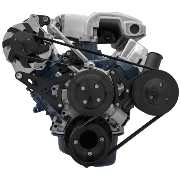 Small Block Ford Serpentine Conversion Deluxe - 351W - PS - Reverse - Black