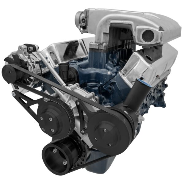Small Block Ford Serpentine Conversion Deluxe - 351W - PS - Reverse - Black
