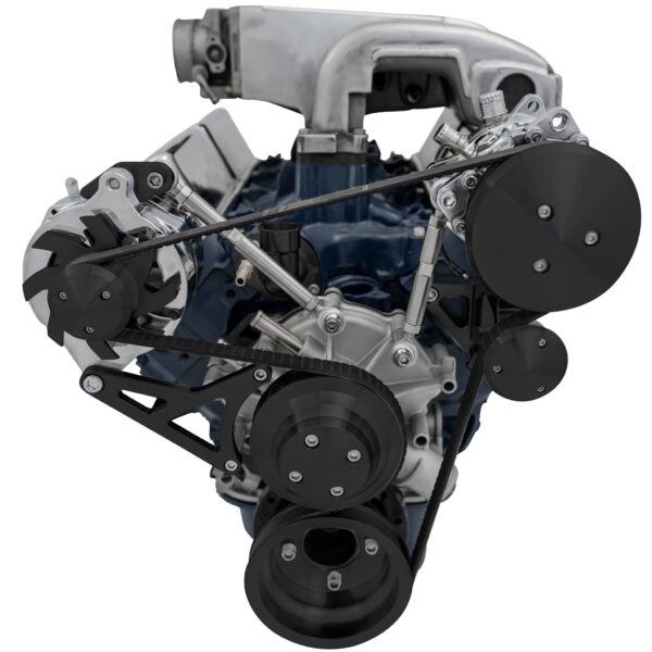Small Block Ford High Flow Serpentine Conversion Ultra - 351W - AC & ALT - Black