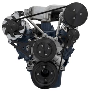 Small Block Ford High Flow Serpentine Conversion Ultra - 351W - AC & ALT - Black