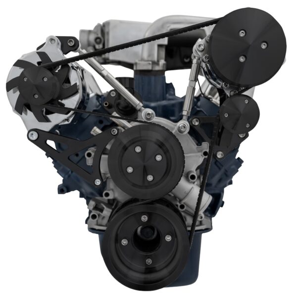 Small Block Ford High Flow Serpentine Conversion Ultra - 351W - AC & ALT - Black