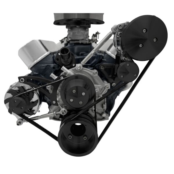 Small Block Ford Serpentine Conversion Ultra - AC - Early - 4 Bolt - 302 - Black