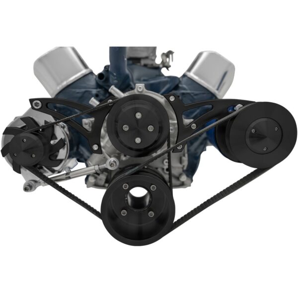 Small Block Ford Serpentine Conversion; 302; Early; 4 Bolt; PS-Mustang; Black