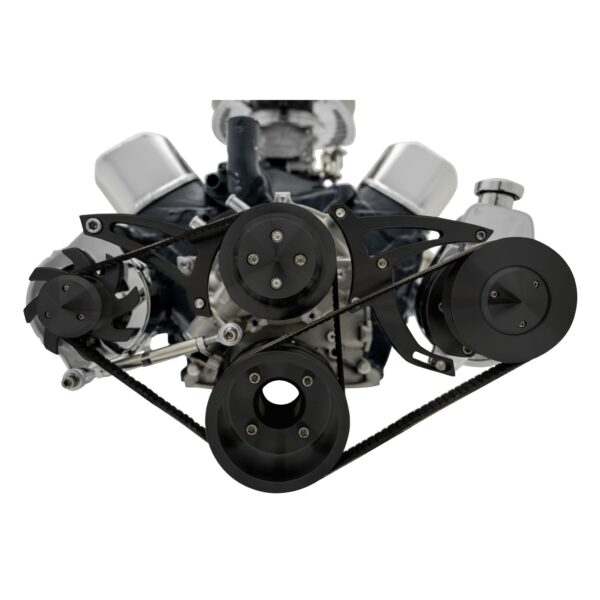 Small Block Ford Serpentine System - 302 - Early - 4 Bolt - PS-Saginaw - Black