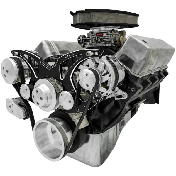 Big Block Ford Style Track Serpentine System - AC & ALT - Black Onyx