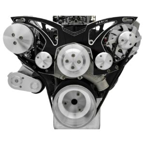 Big Block Ford Style Track Serpentine System - AC & ALT - Black Onyx