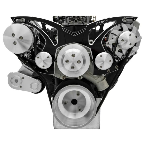Big Block Ford Style Track Serpentine System - AC & ALT - Black Onyx