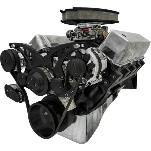 Big Block Ford Style Track Serpentine System - AC & ALT - Black