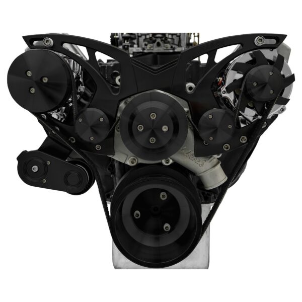 Big Block Ford Style Track Serpentine System - AC & ALT - Black