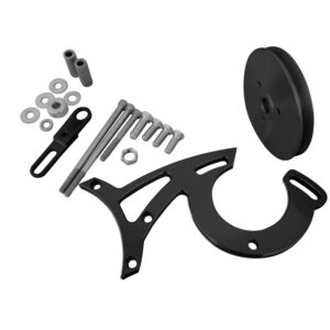 Small Block Ford Power Steering Bracket w/ Pulley - 302 - Late - Black
