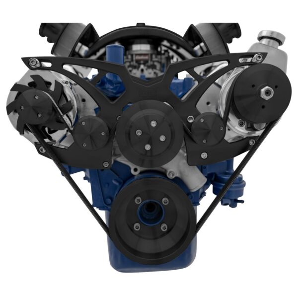 Ford 351 Cleveland Serpentine System - PS & ALT - Black