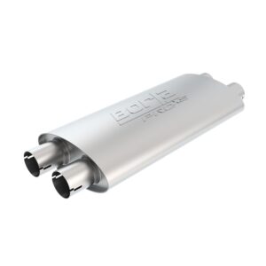 ProXS Muffler 2.5" Dual Inlet/ 2.5" Dual Outlet 4" x 9.5" Oval x 19" Long Body Notched Necks