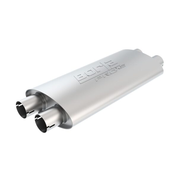 ProXS Muffler 2.5" Dual Inlet/ 2.5" Dual Outlet 4" x 9.5" Oval x 19" Long Body Notched Necks