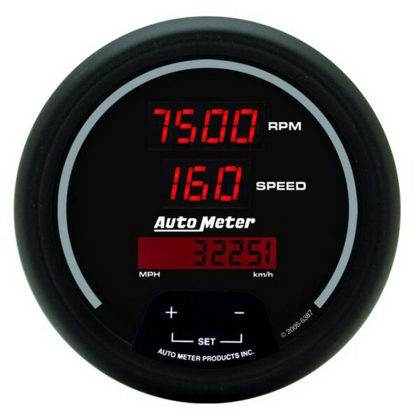3-3/8 in. TACHOMETER/SPEEDOMETER COMBO, 10K RPM/260 MPH/260 KM/H, SPORT-COMP DIGITAL