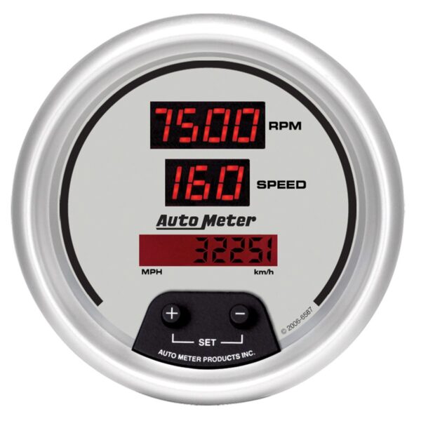 3-3/8 in. TACHOMETER/SPEEDOMETER COMBO, 10K RPM/260 MPH/260 KM/H, ULTRA-LITE DIGITAL