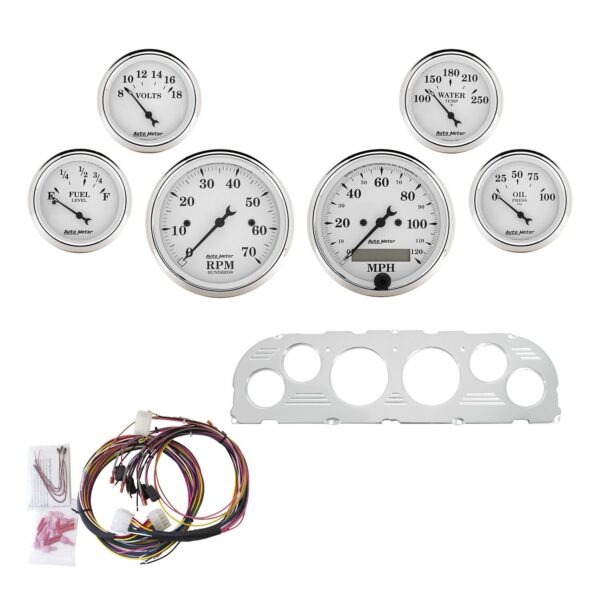 6 GAUGE DIRECT-FIT DASH KIT, CHEVY TRUCK 60-63, OLD TYME WHITE