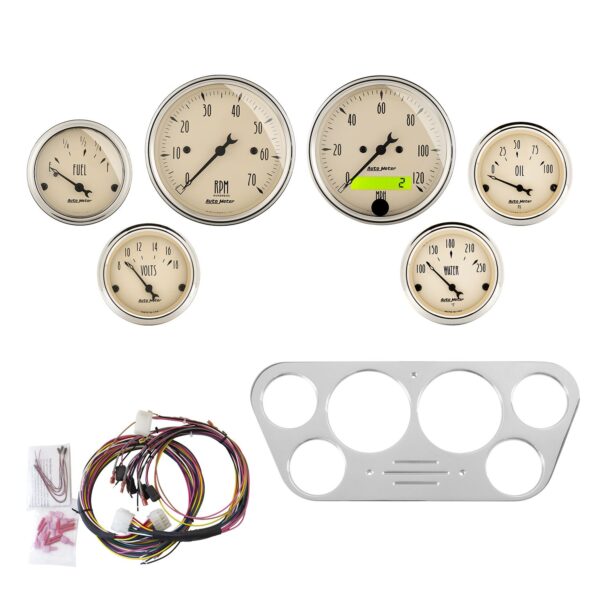 6 GAUGE DIRECT-FIT DASH KIT, FORD TRUCK 53-55, ANTIQUE BEIGE