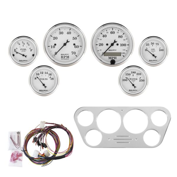 6 GAUGE DIRECT-FIT DASH KIT, FORD TRUCK 53-55, OLD TYME WHITE