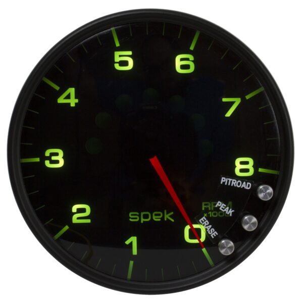 5 in. IN-DASH TACHOMETER, 0-8,000 RPM, SPEK-PRO, BLACK/BLACK