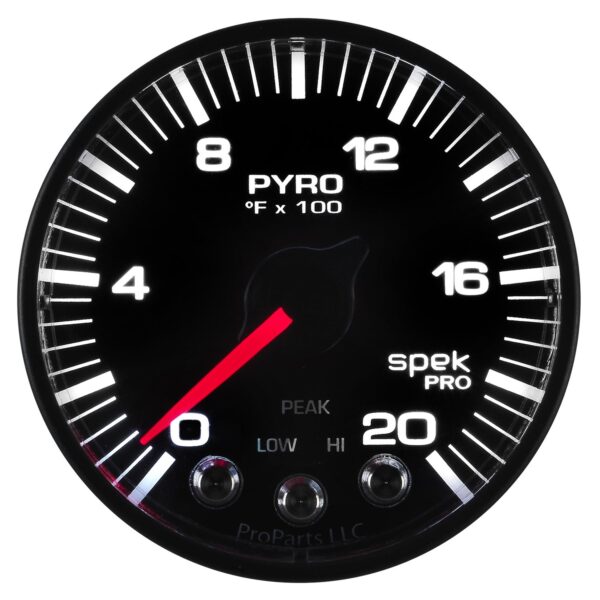 2-1/16 in. PYROMETER, 0-2000 Fahrenheit, SPEK-PRO, BLACK/BLACK