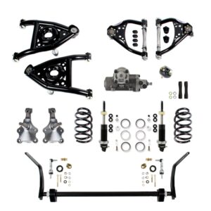 Detroit Speed-Front Speed Kit 3-Single Adjustable Shocks-Splined Sway Bar-SBC/LS