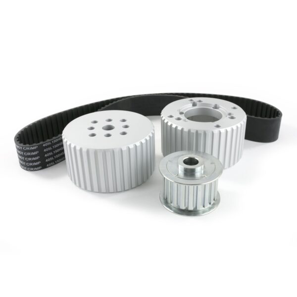 TSP Gilmer Style Pulley Kit; Billet Aluminum; SBC Short Water Pump; Satin