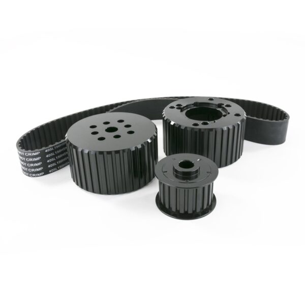 TSP Gilmer Style Pulley Kit; Billet Aluminum; SBC Short Water Pump; Black