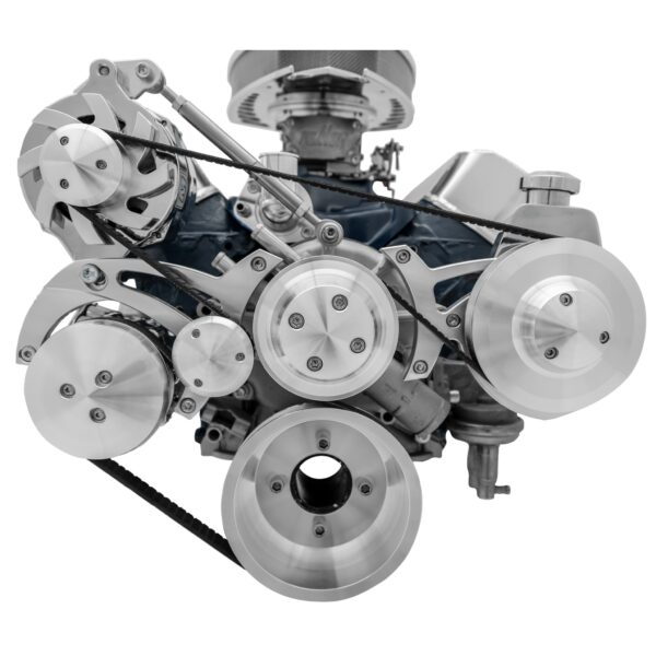 Small Block Ford Serpentine System; 351W; 4 bolt; Reverse; AC & PS-Saginaw