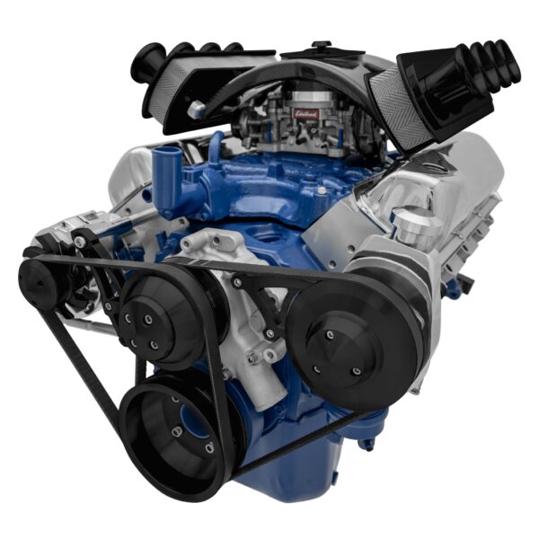 Ford 351 Cleveland Serpentine Conversion - PS-Saginaw - Black