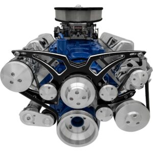Ford 351 Cleveland Serpentine System - AC & PS - Black Onyx