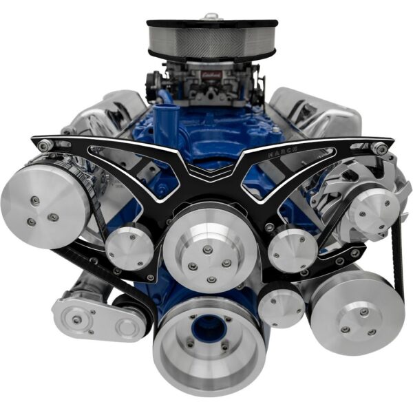 Ford 351 Cleveland Serpentine System - AC & PS - Black Onyx