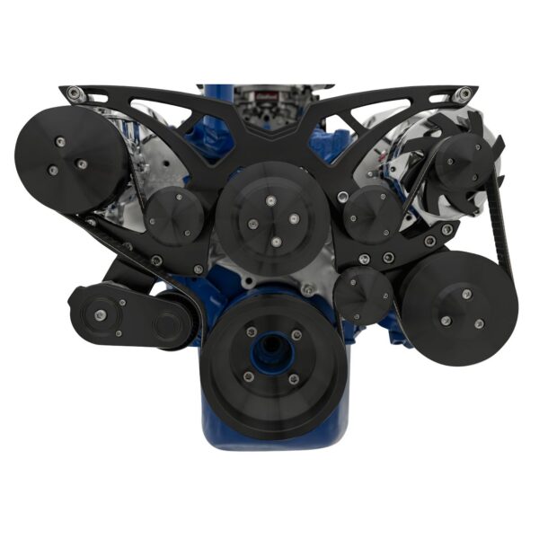 Ford 351 Cleveland Serpentine System - AC & PS - Black