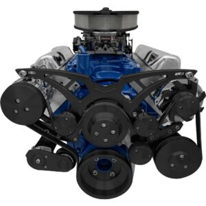 Ford 351 Cleveland Serpentine System - AC & PS - Black