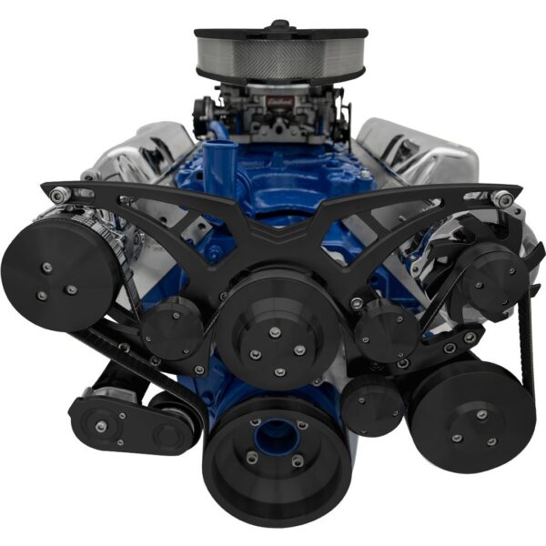 Ford 351 Cleveland Serpentine System - AC & PS - Black