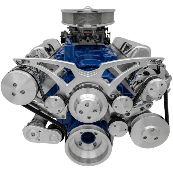 Ford 351 Cleveland Serpentine System - AC & PS - Chrome