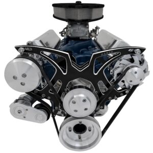 Small Block Ford Style Track Serpentine System: AC & ALT; Black Onyx