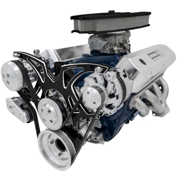 Small Block Ford Style Track Serpentine System: AC & ALT; Black Onyx