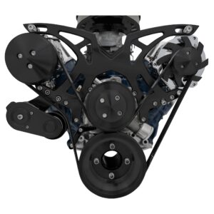 Small Block Ford Style Track Serpentine System: AC & ALT; Black