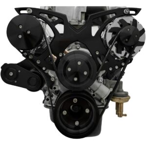 Small Block Ford Style Track Serpentine System - 5.0L - AC & ALT - Black