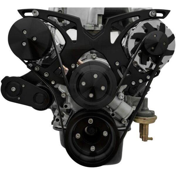 Small Block Ford Style Track Serpentine System - 5.0L - AC & ALT - Black