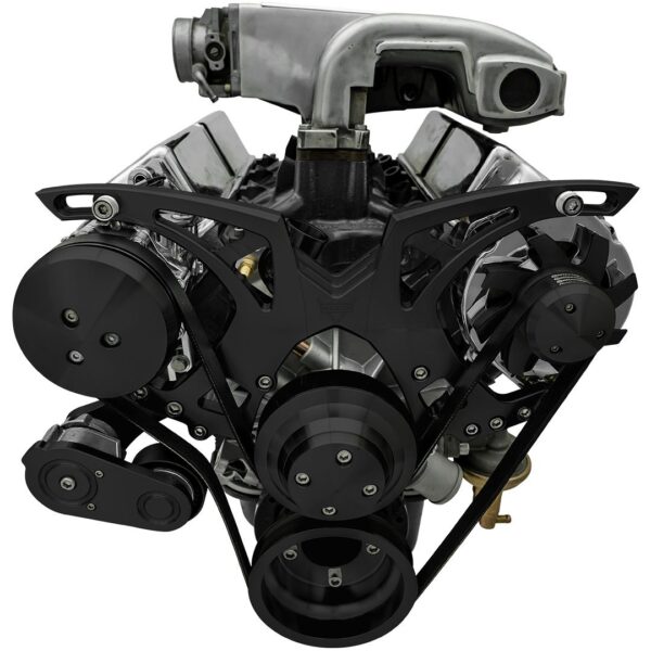 Small Block Ford Style Track Serpentine System - 5.0L - AC & ALT - Black