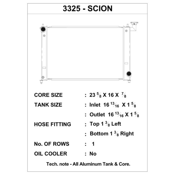 CSF 3325 - 05-10 Scion tC Radiator (Discontinued)