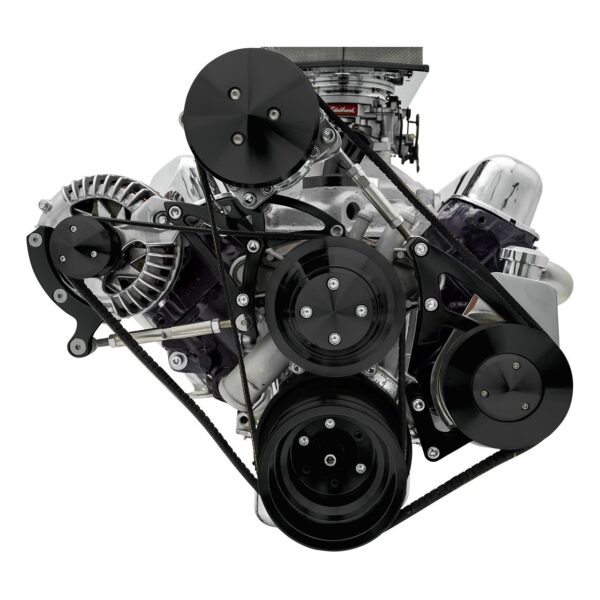 Small Block Chrysler Serpentine Conversion - AC & PS - Saginaw-Key - Black