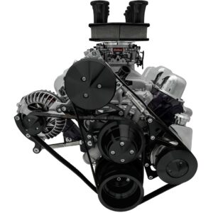 Small Block Chrysler Serpentine Conversion - AC & PS - Saginaw-Key - Black