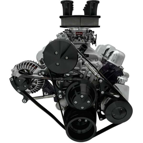 Small Block Chrysler Serpentine Conversion - AC & PS - Saginaw-Key - Black