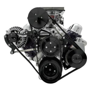 Small Block Chrysler Serpentine Conversion - AC & PS - Saginaw-Press - Black
