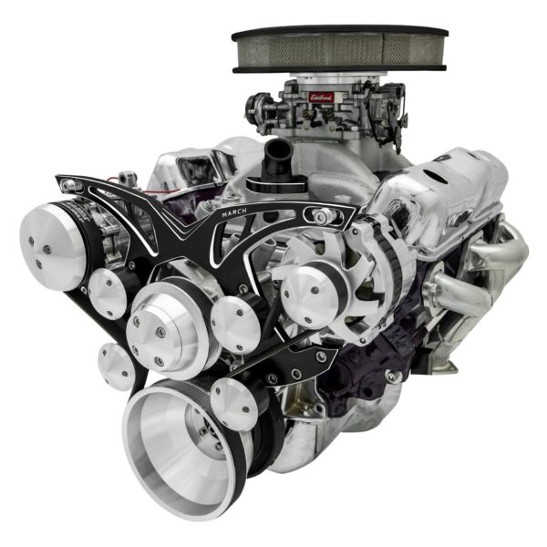 Small Block Chevy Style Track Serpentine System - AC & ALT - Black Onyx