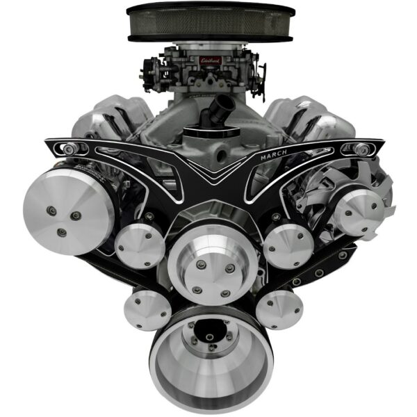 Small Block Chevy Style Track Serpentine System - AC & ALT - Black Onyx
